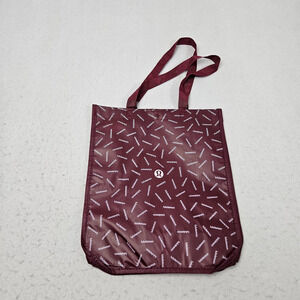 Lululemon Reusable Shopping Bag‎ Red Logos All Over Print Tote Lunch
